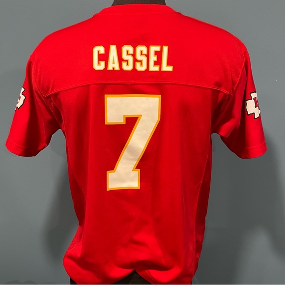 Kansas City Chiefs KC Football # 7 CASSEL Boys NFL Jersey Size XL 18 - 20 RED - Picture 11 of 11
